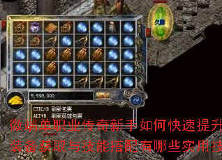 微端单职业传奇新手如何快速提升战力?装备获取与技能搭配有哪些实用技巧? 微端单职业传奇新手如何快速提升战力?装备获取与技能搭配有哪些实用技巧?