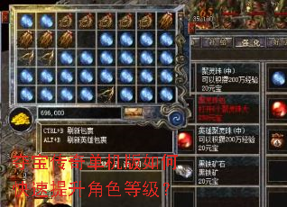 夺宝传奇单机版如何快速提升角色等级? 夺宝传奇单机版如何快速提升角色等级?