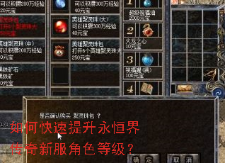 如何快速提升永恒界传奇新服角色等级? 如何快速提升永恒界传奇新服角色等级?
