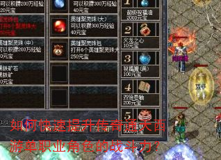 如何快速提升传奇通天西游单职业角色的战斗力? 如何快速提升传奇通天西游单职业角色的战斗力?