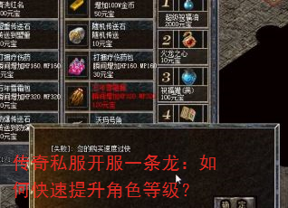 传奇私服开服一条龙:如何快速提升角色等级? 传奇私服开服一条龙:如何快速提升角色等级?
