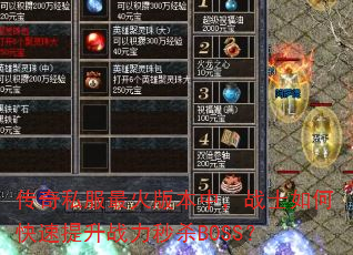 传奇私服最火版本中,战士如何快速提升战力秒杀BOSS? 传奇私服最火版本中,战士如何快速提升战力秒杀BOSS?