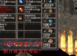 如何快速提升传奇新开服角色等级? 如何快速提升传奇新开服角色等级?